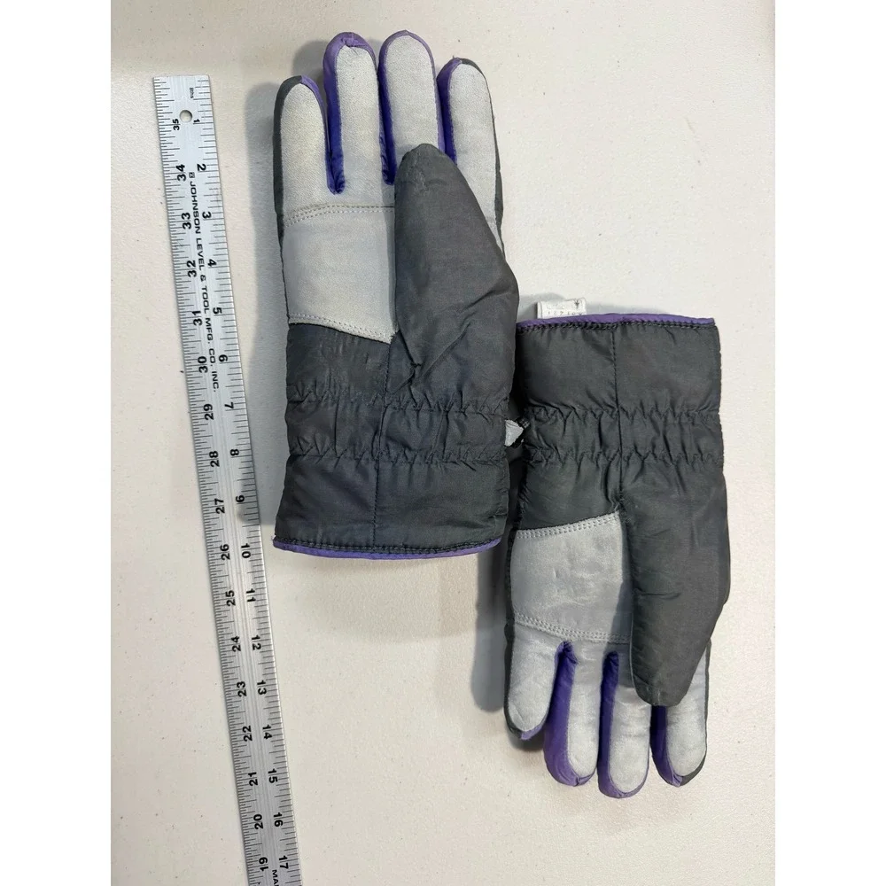 Salomon SG 700 Club Graphite Vintage Ski Gloves Grey Purple Neon XS Retro 90s